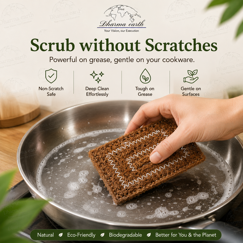 Dharma Earth Natural Coconut Shell Scrubber | Pack of 5