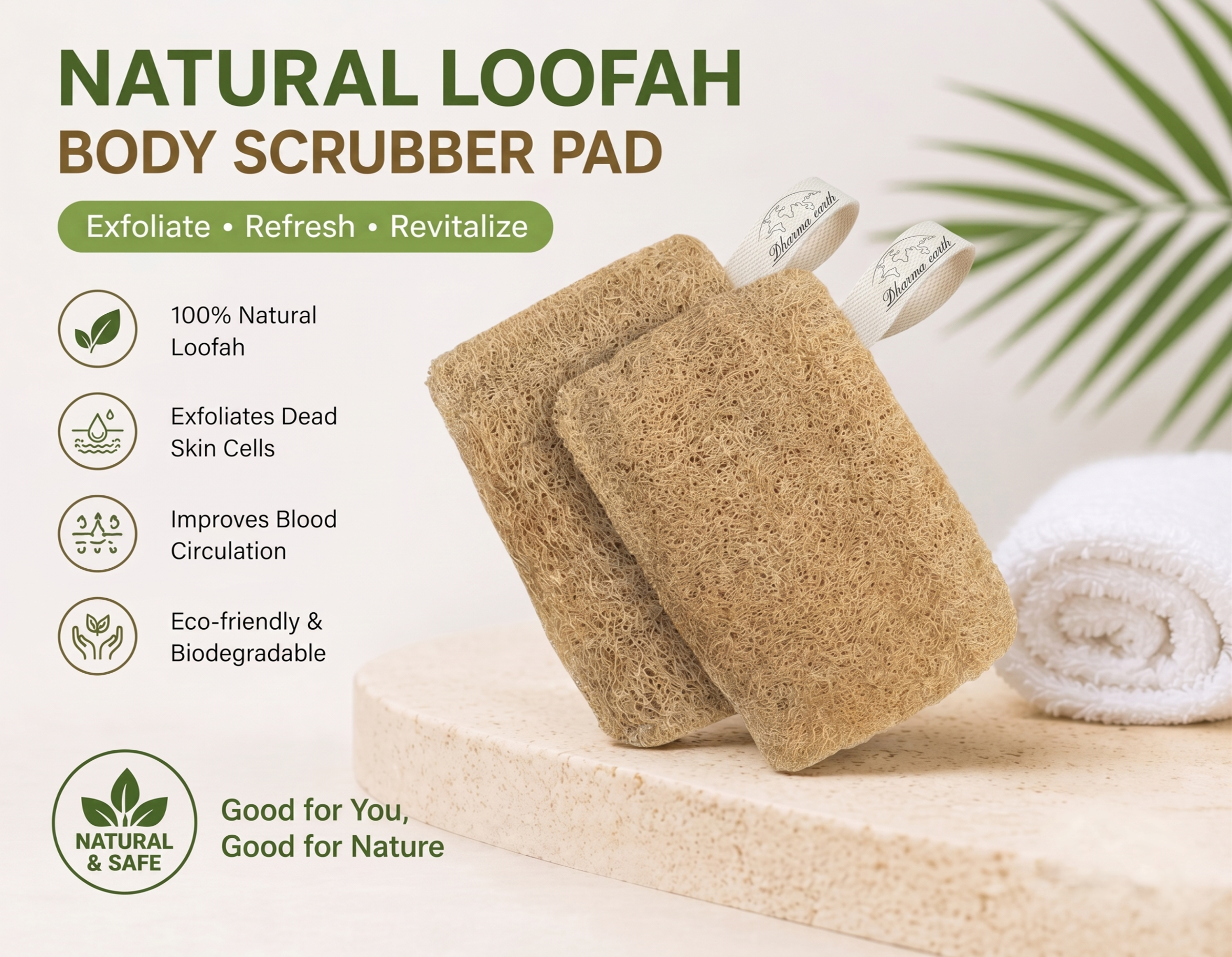 Dharma Earth Natural Loofah Bath Sponge | Pack of 2
